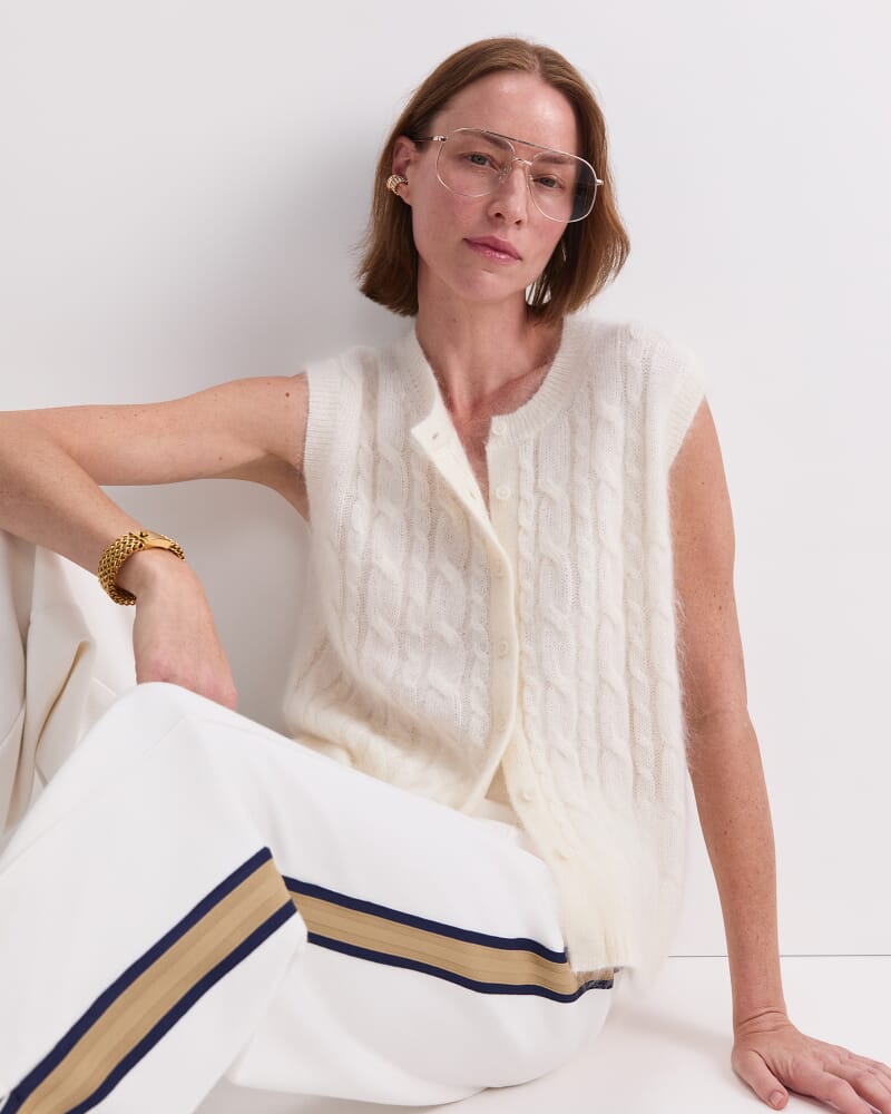Tatiana Cable Vest in ECRU
