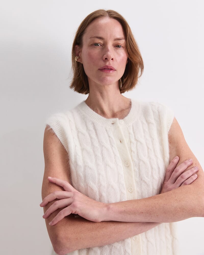 Tatiana Cable Vest in ECRU