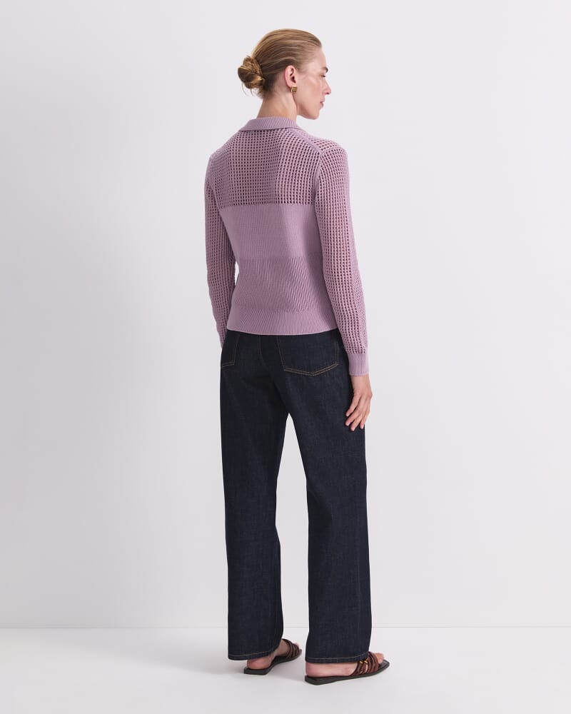 Elka Pointelle Shirt Cardigan in DUSK