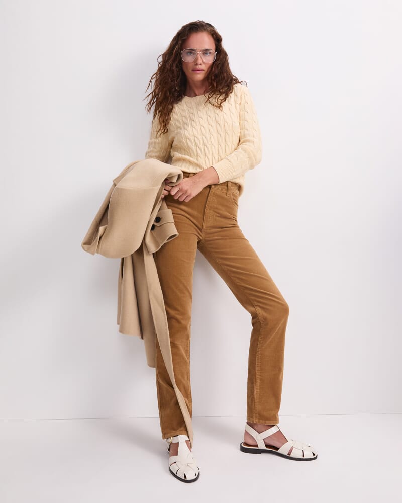 Merino Cable Sweater in AMBER