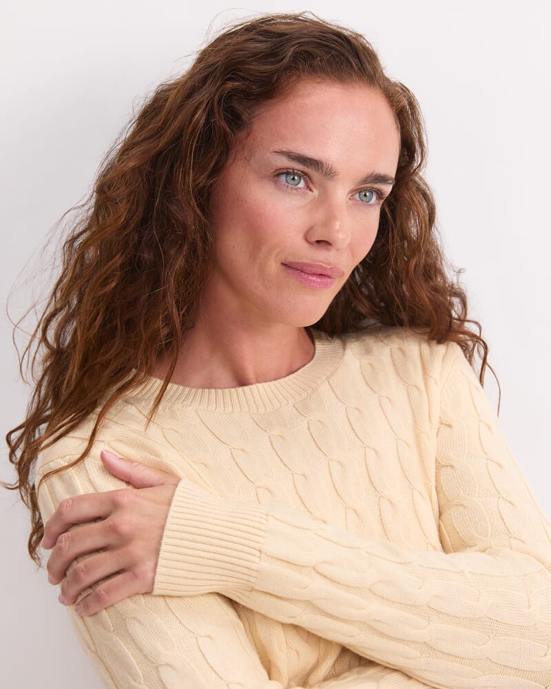 Merino Cable Sweater in AMBER