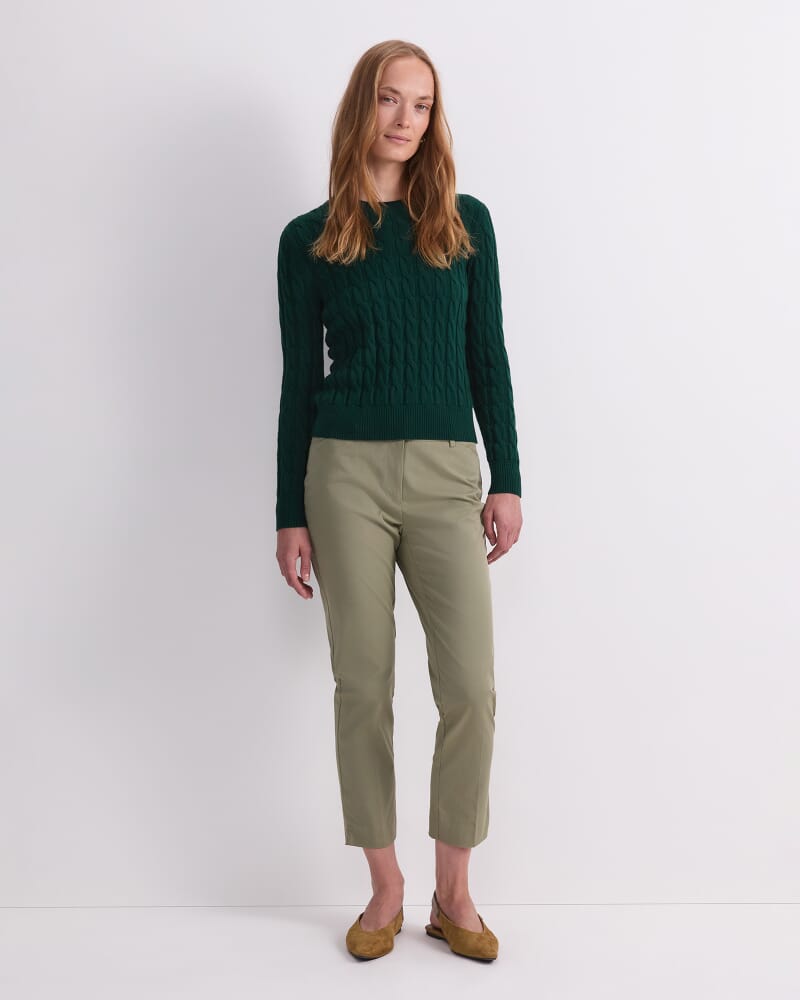 Merino Cable Sweater in EMERALD