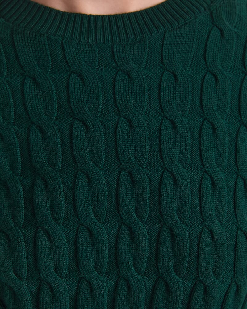 Merino Cable Sweater in EMERALD