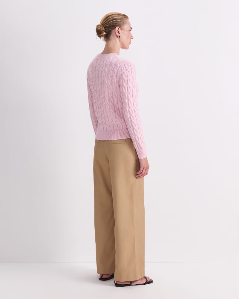 Merino Cable Sweater in LIGHT PINK