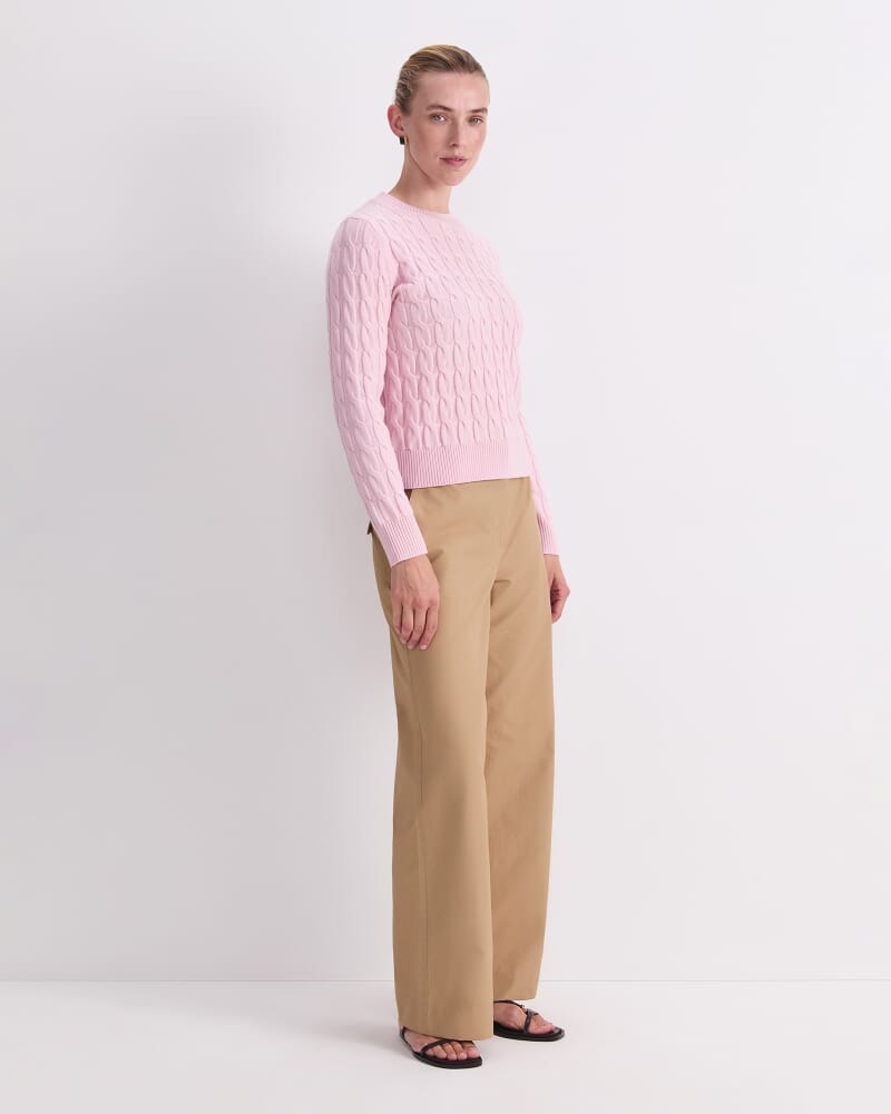 Merino Cable Sweater in LIGHT PINK