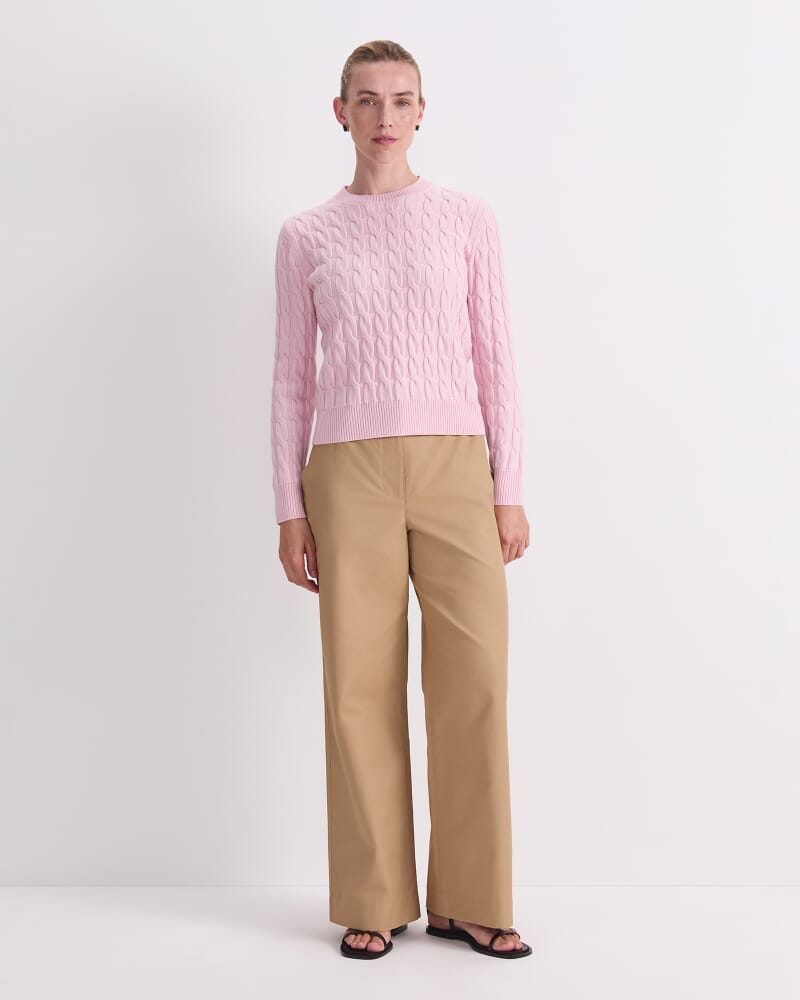 Merino Cable Sweater in LIGHT PINK
