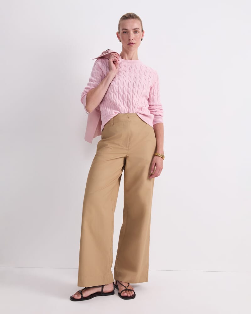 Merino Cable Sweater in LIGHT PINK