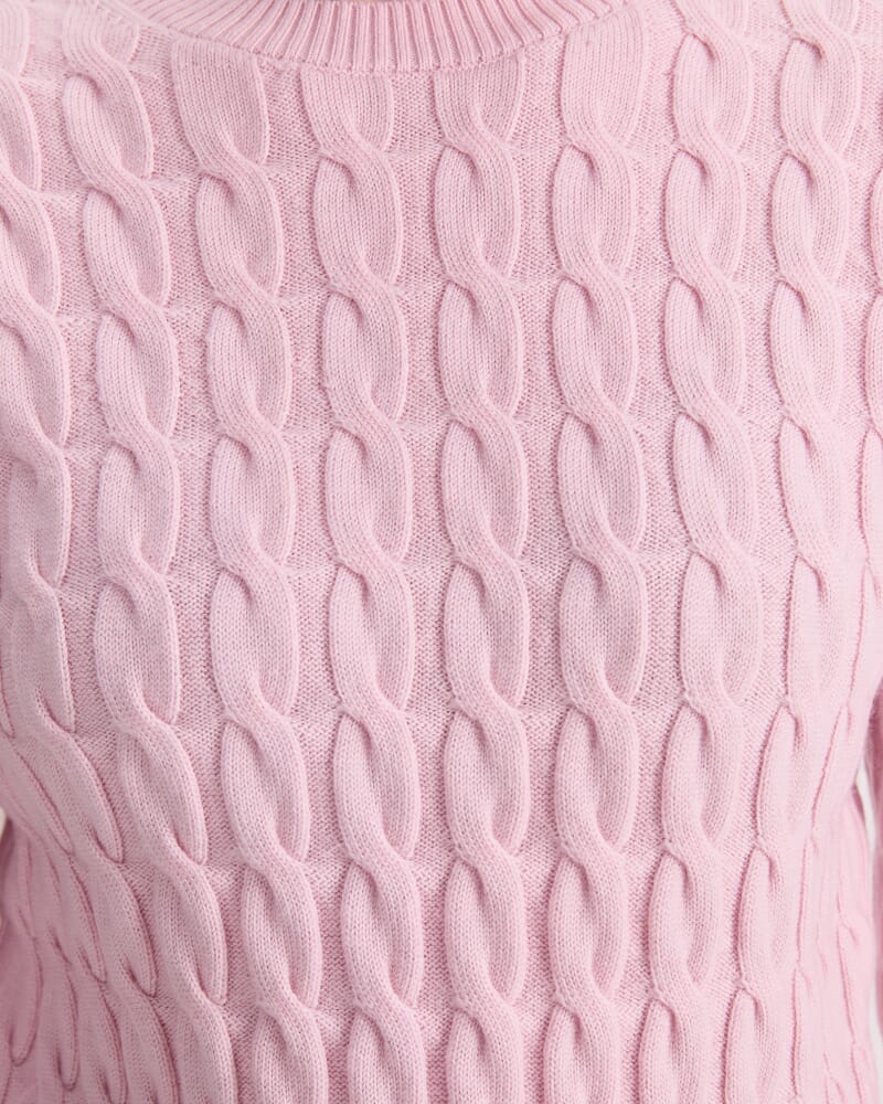 Merino Cable Sweater in LIGHT PINK