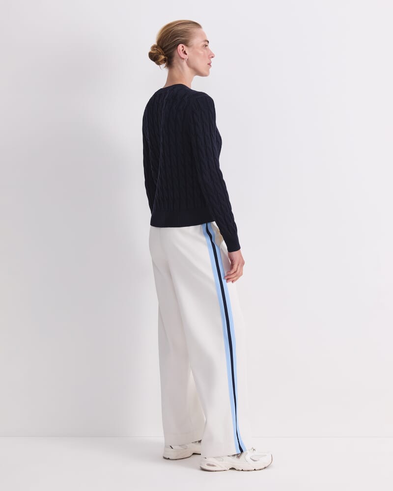 Merino Cable Sweater in NAVY