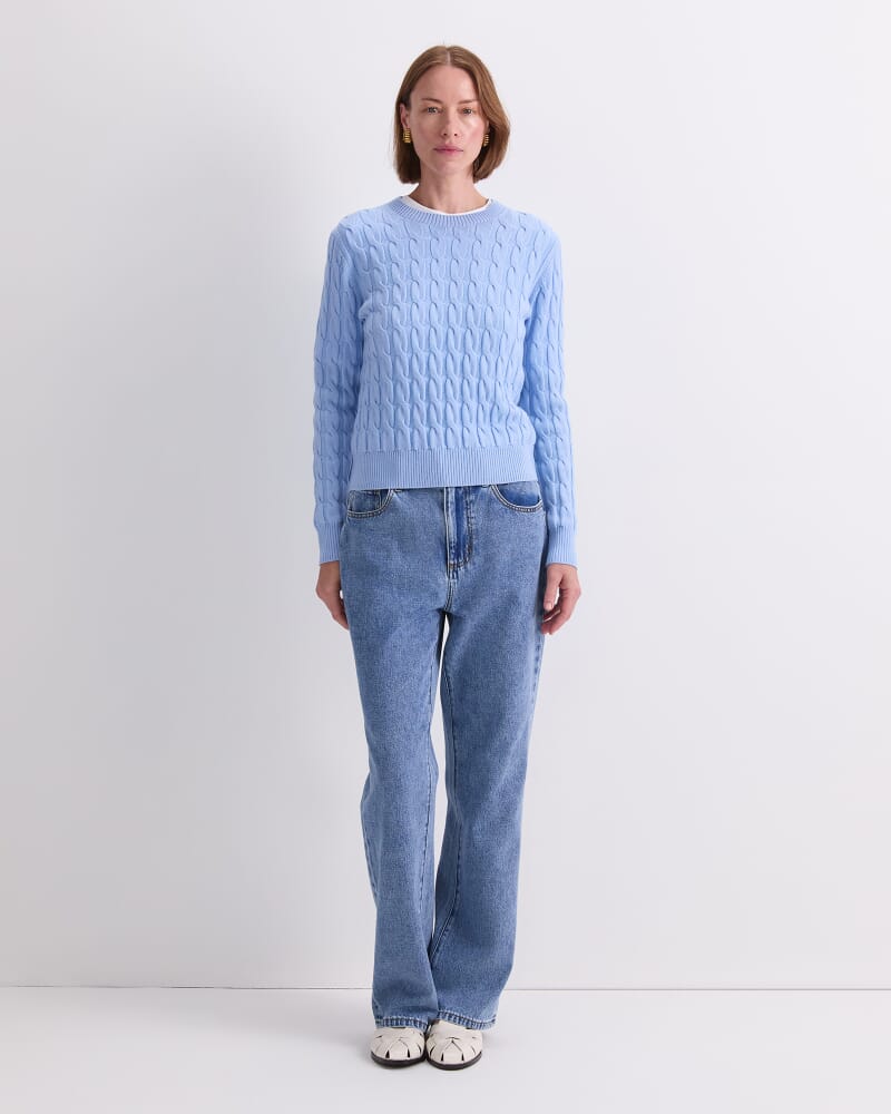 Merino Cable Sweater in SEA