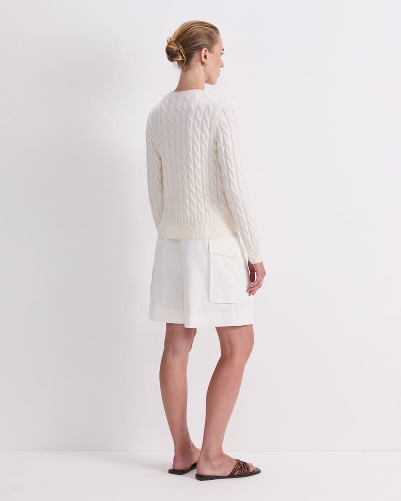 Merino Cable Sweater in WINTER WHITE