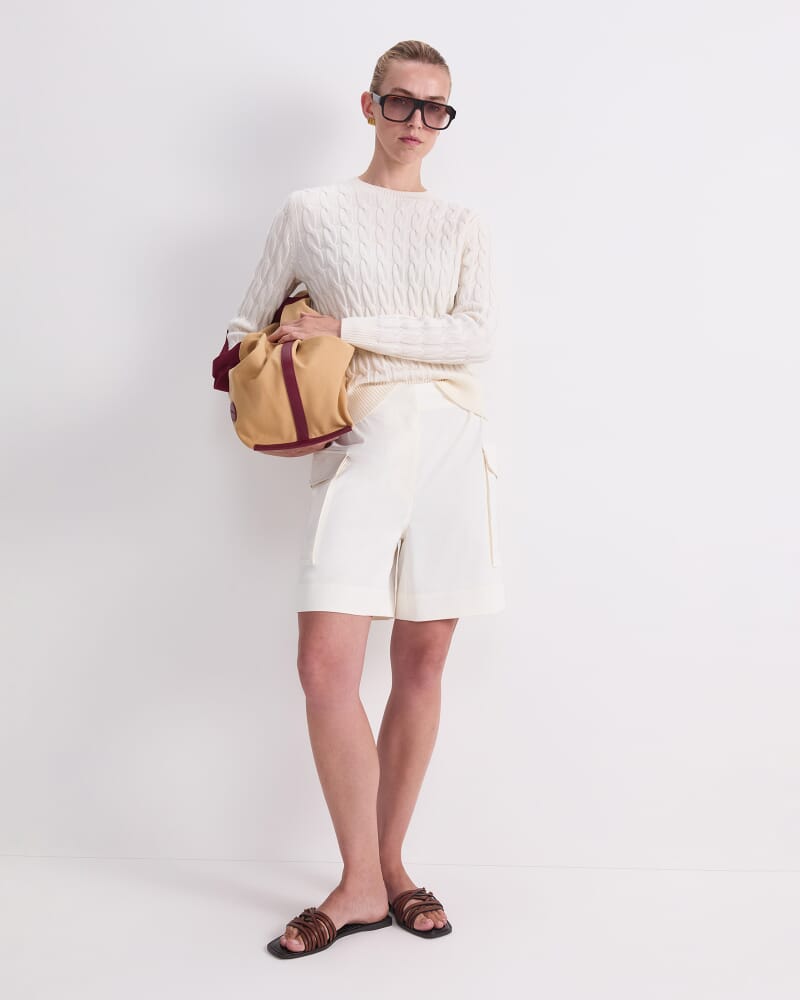 Merino Cable Sweater in WINTER WHITE