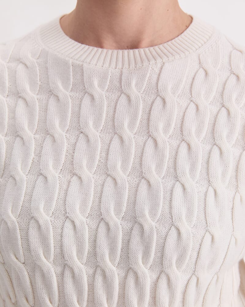 Merino Cable Sweater in WINTER WHITE