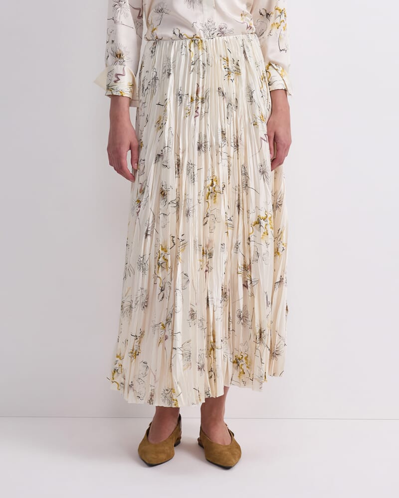 Yara Pleated Skirt in MULTI WHITE