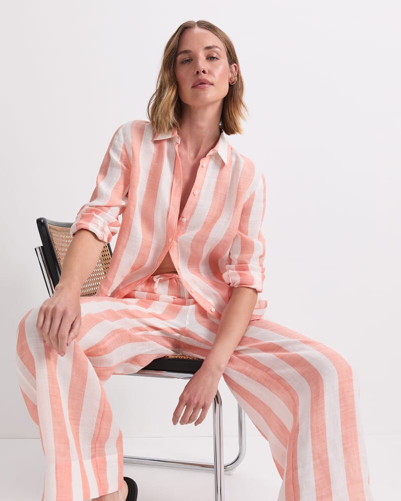 Magnolia Wide Leg Pant in ORANGE/WHITE