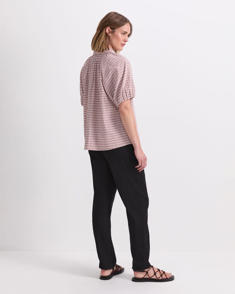 Aster Cotton Blend Shirt in ORANGE/WHITE