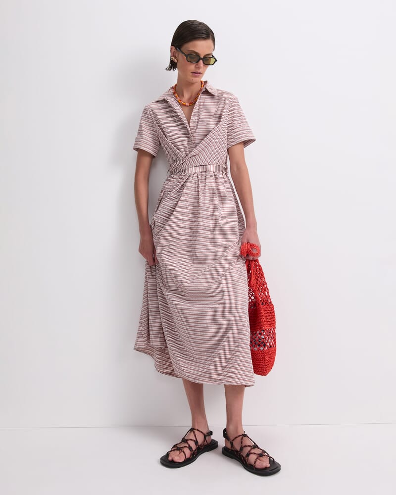 Aster Midi Dress in ORANGE/WHITE