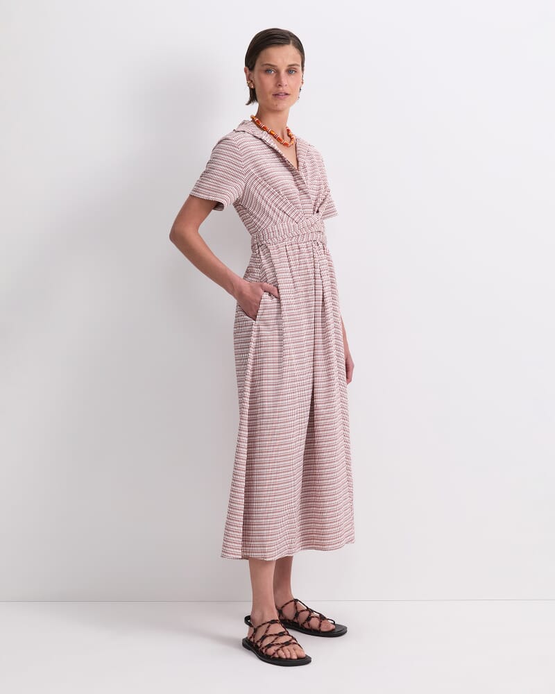 Aster Midi Dress in ORANGE/WHITE