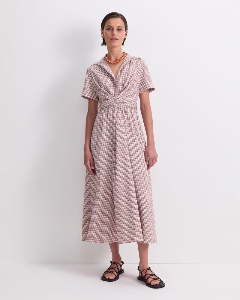 Aster Midi Dress in ORANGE/WHITE