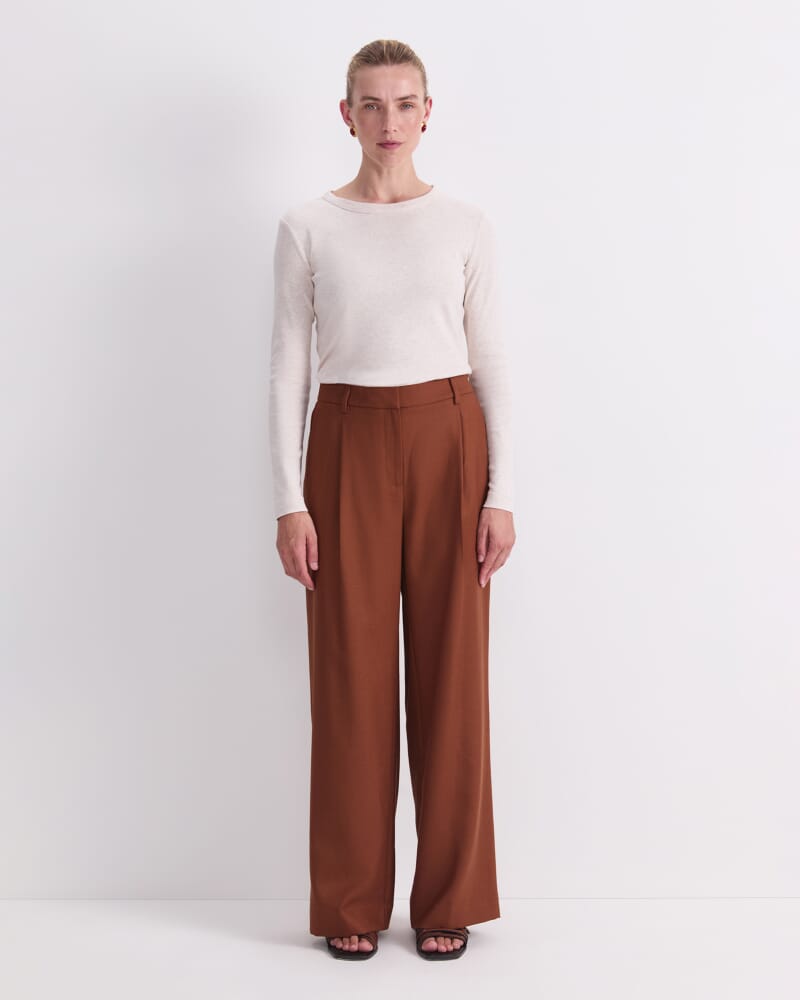 Wren Pleat Pant in CIGAR