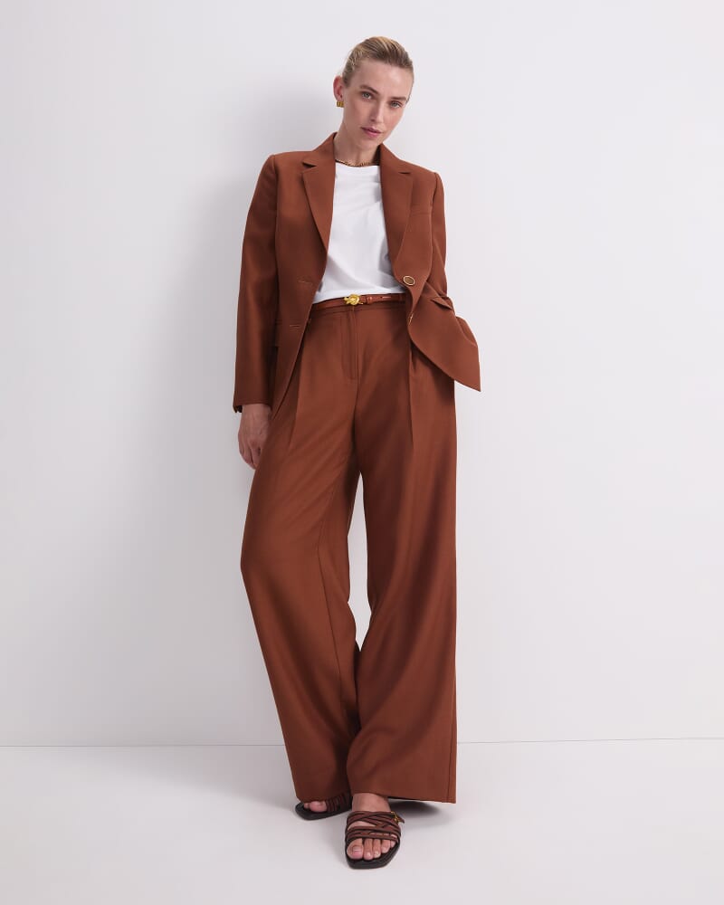 Wren Pleat Pant in CIGAR