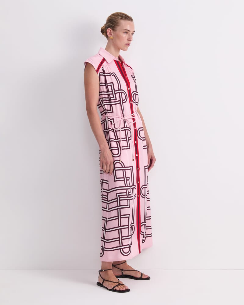 Rhodes Print Shirt Dress in PINK MULTI