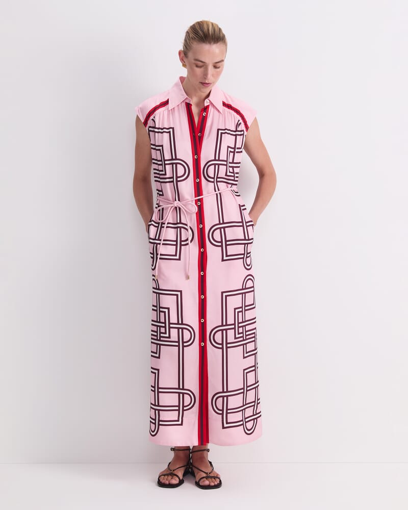 Rhodes Print Shirt Dress in PINK MULTI