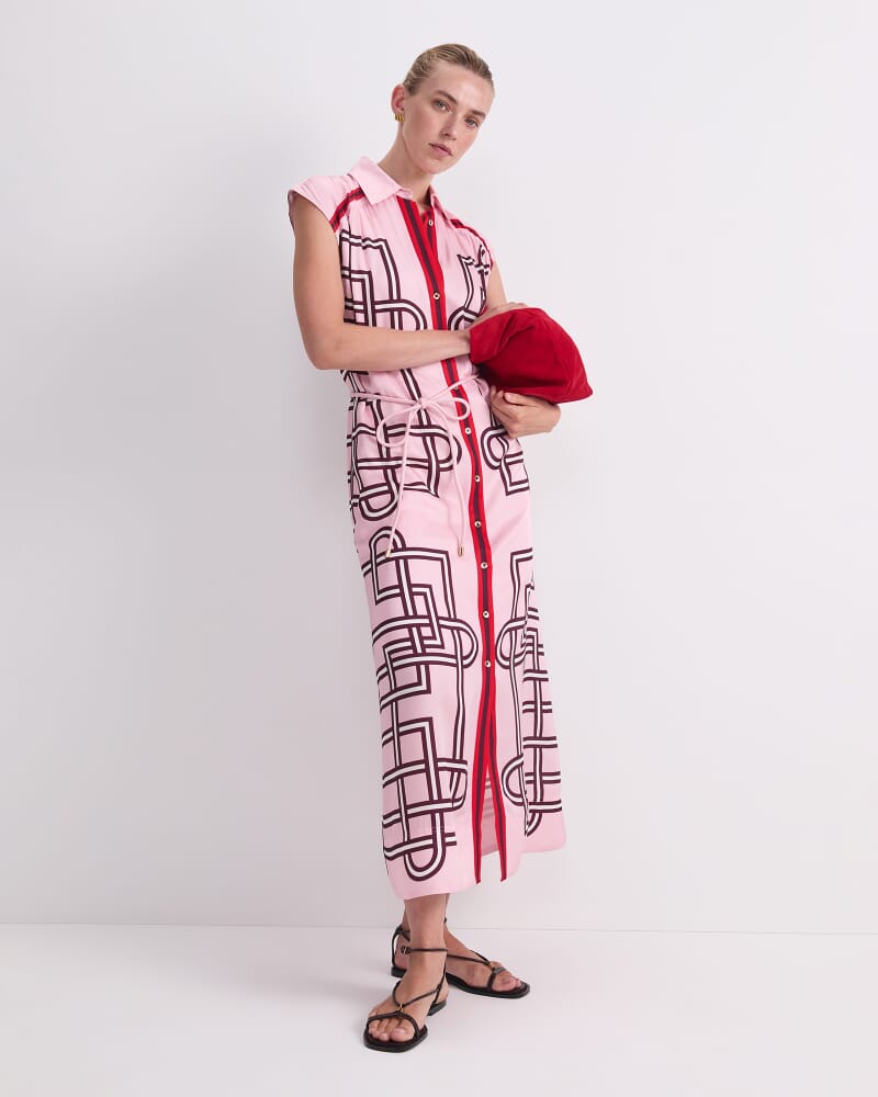 Rhodes Print Shirt Dress in PINK MULTI