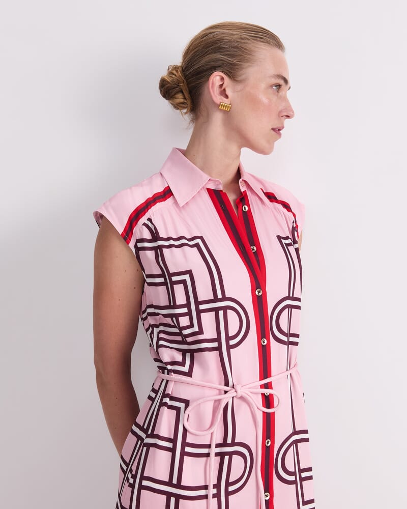 Rhodes Print Shirt Dress in PINK MULTI