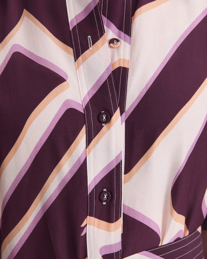 Penny Print Midi Dress in IVORY/BURGUNDY