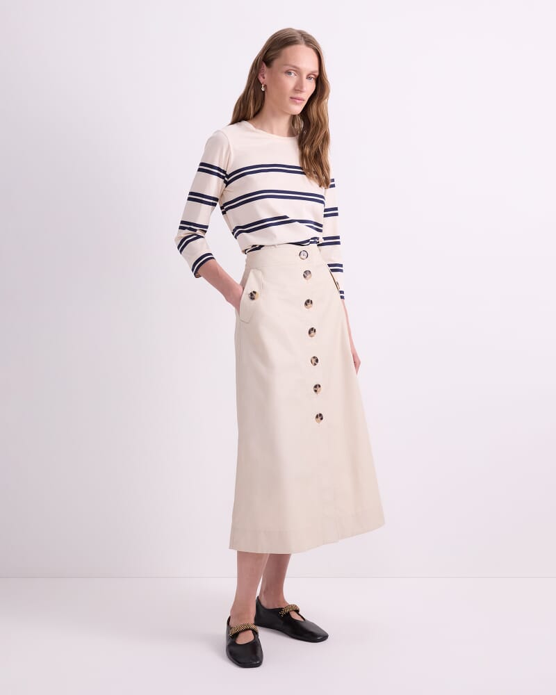 Audrey Button Through Skirt in PUTTY