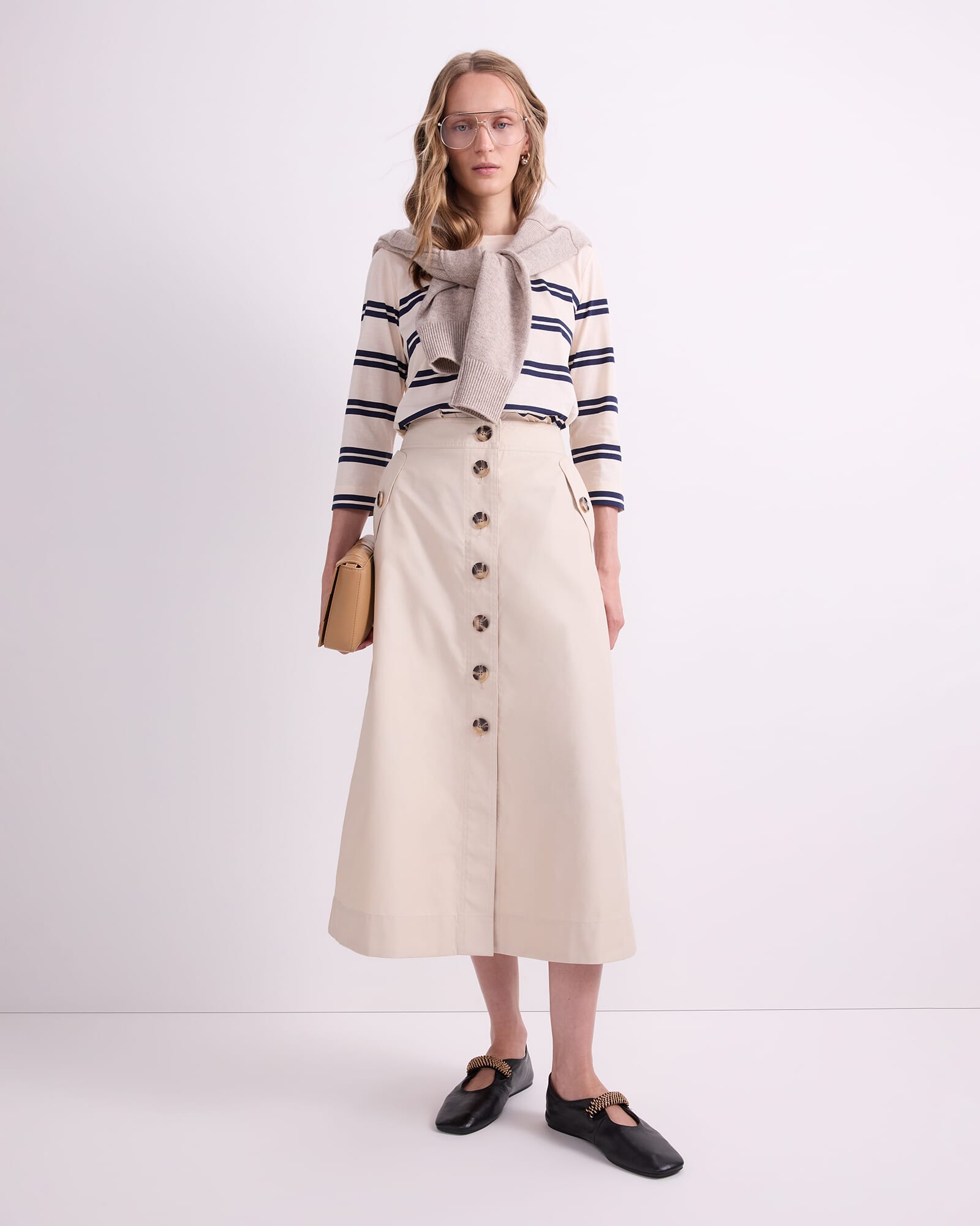 Audrey Button Through Skirt