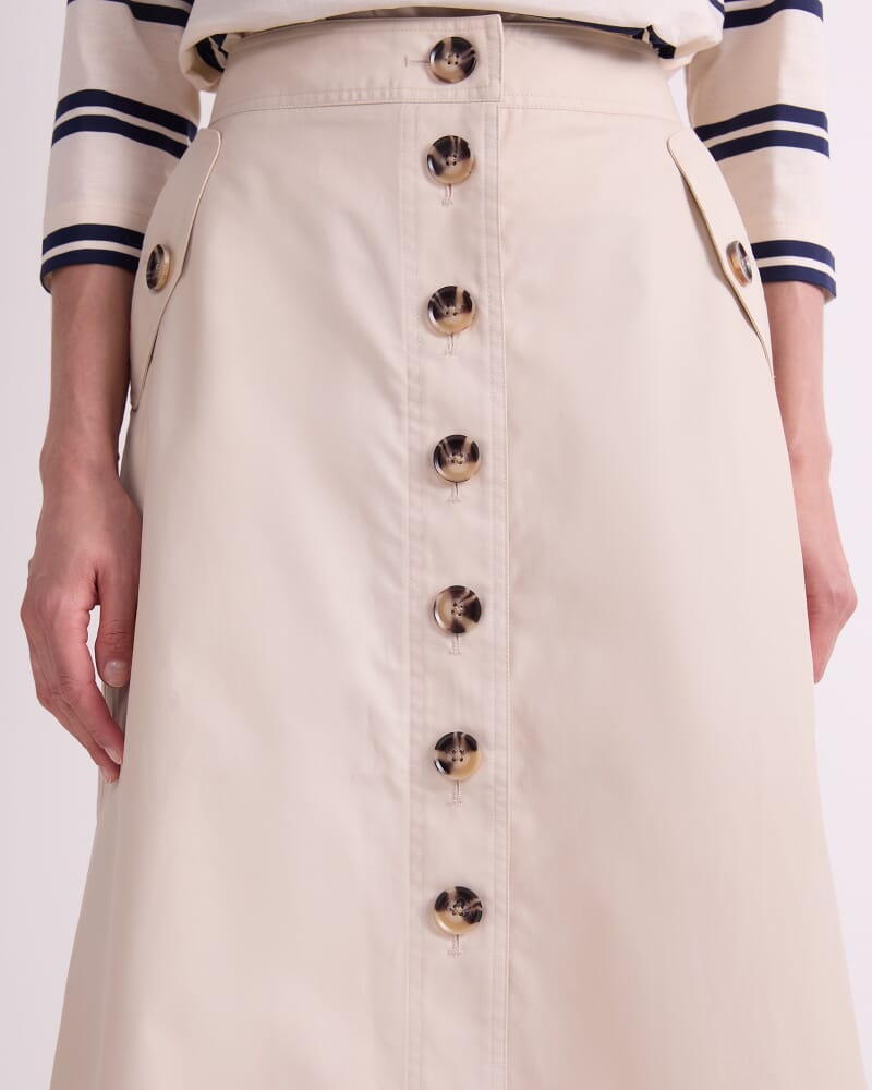 Audrey Button Through Skirt in PUTTY