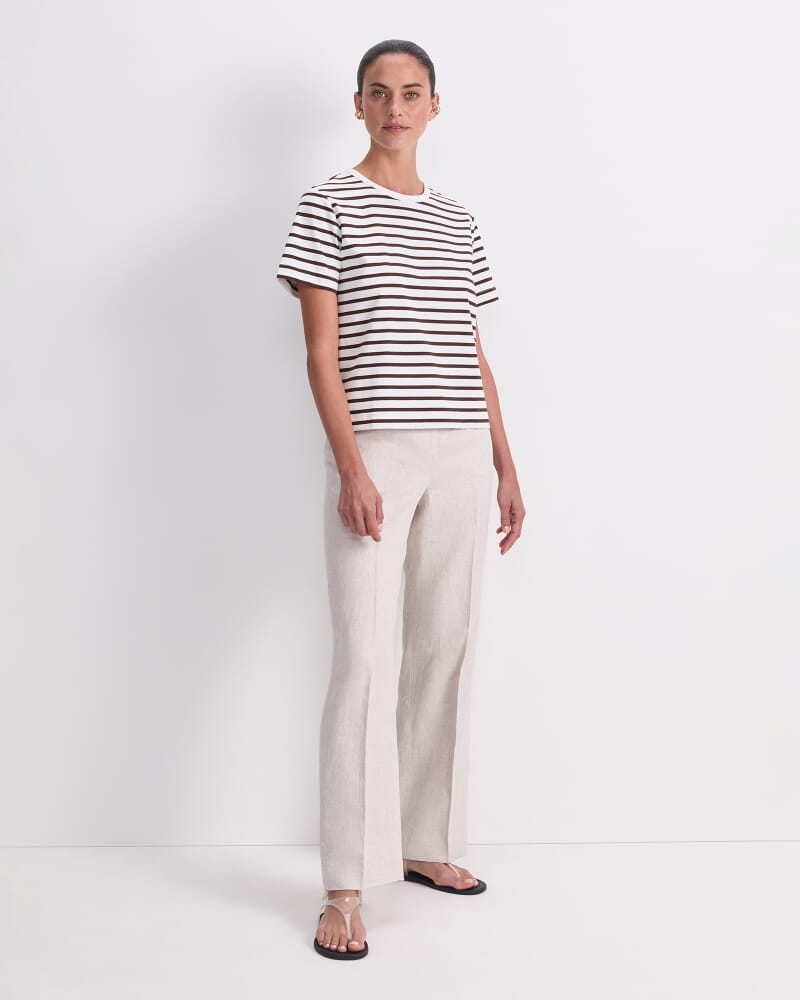 Karly Stripe Tee in WHITE/CHOC