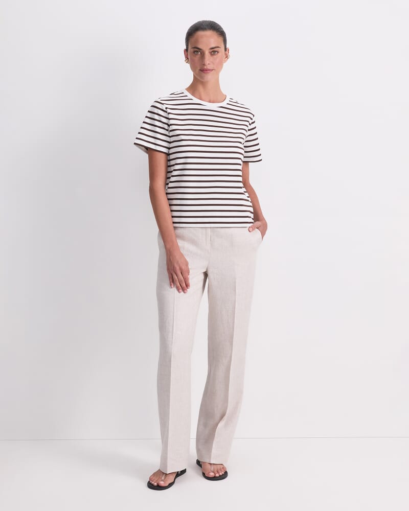 Karly Stripe Tee in WHITE/CHOC