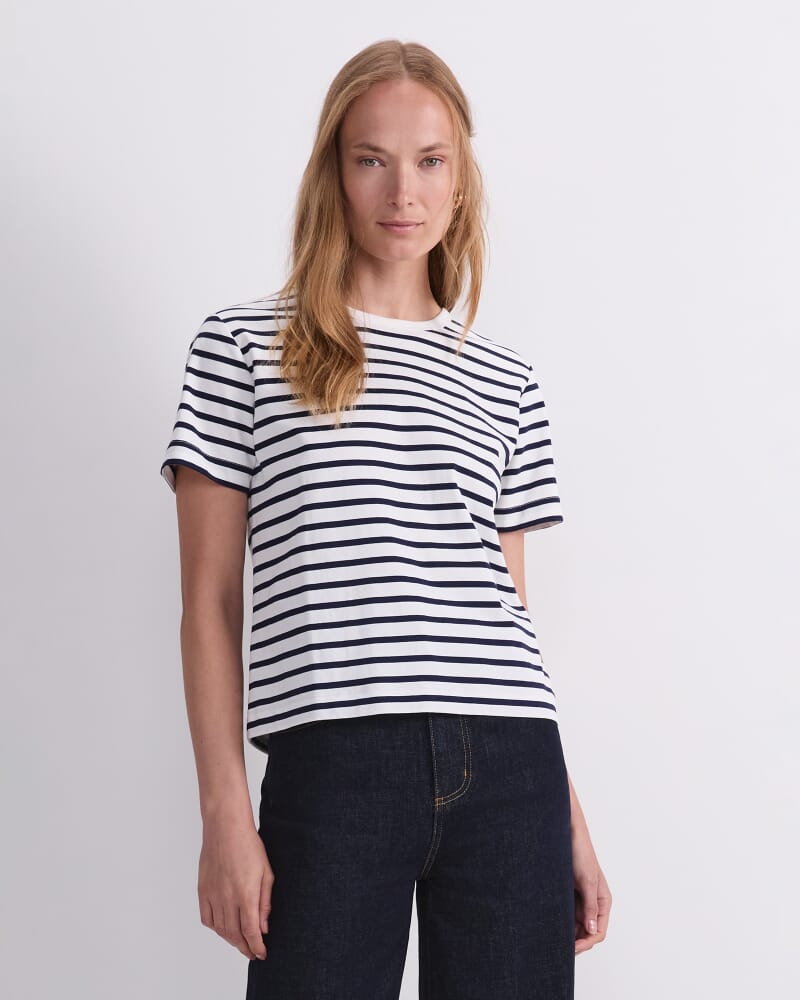 Karly Stripe Tee in WHITE/NAVY