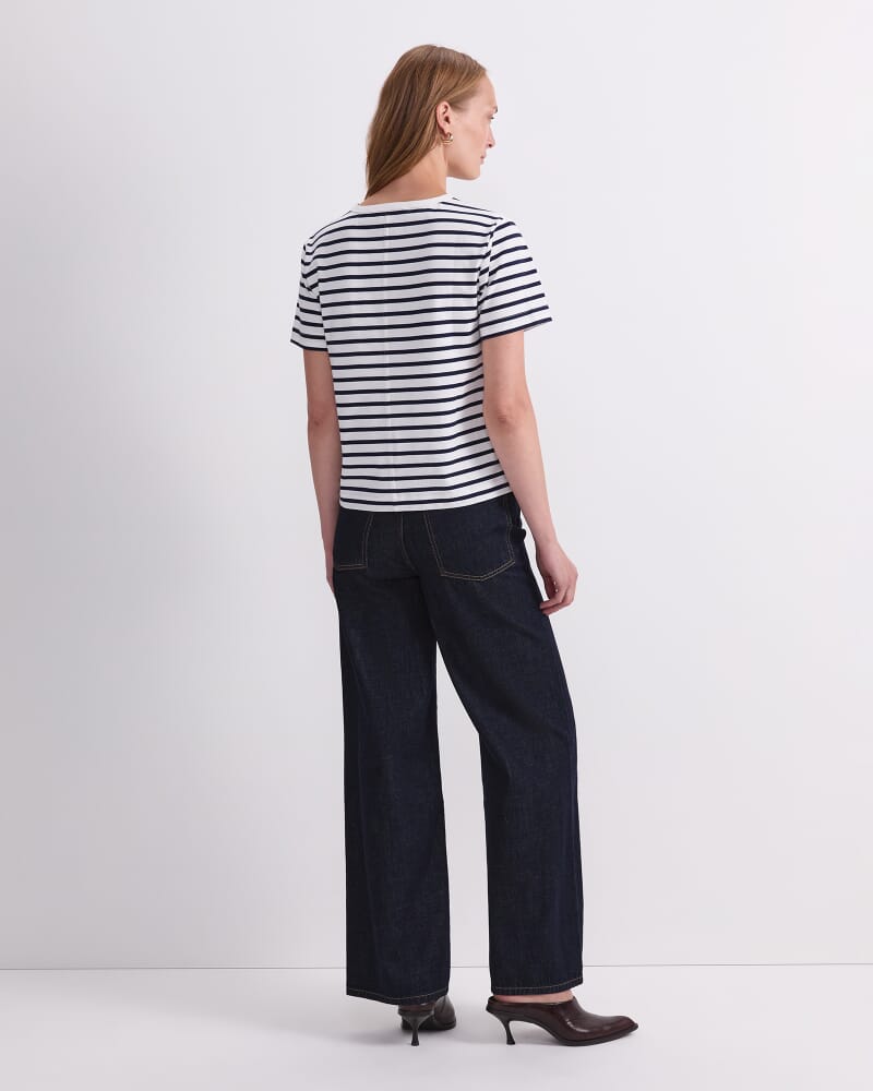 Karly Stripe Tee in WHITE/NAVY