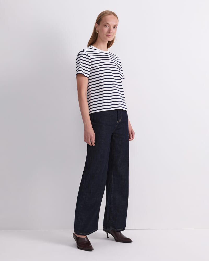 Karly Stripe Tee in WHITE/NAVY