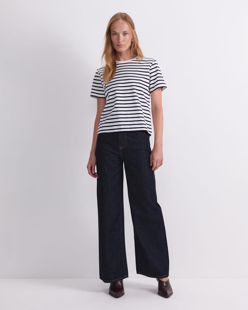 Karly Stripe Tee in WHITE/NAVY