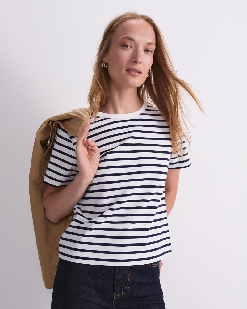 Karly Stripe Tee in WHITE/NAVY