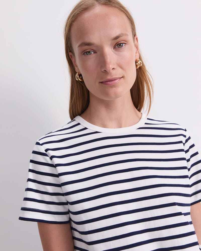 Karly Stripe Tee in WHITE/NAVY