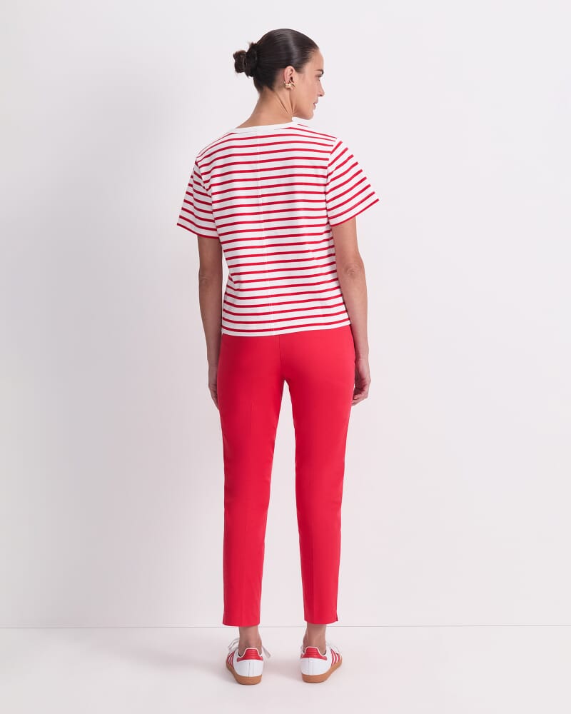 Karly Stripe Tee in WHITE/RED