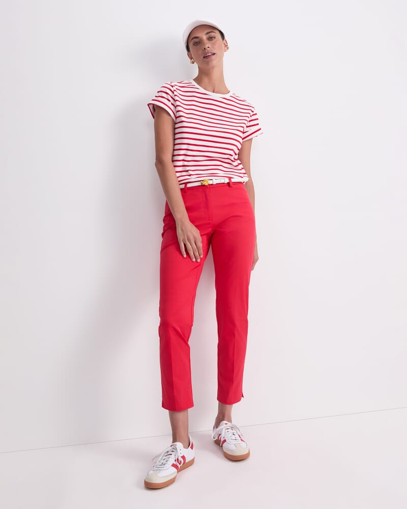 Karly Stripe Tee in WHITE/RED