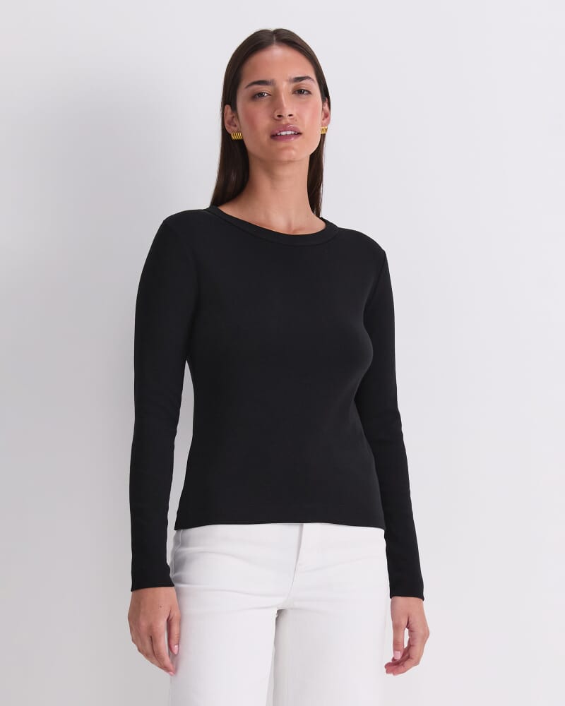 Heidi Long Sleeve Crew Neck in BLACK