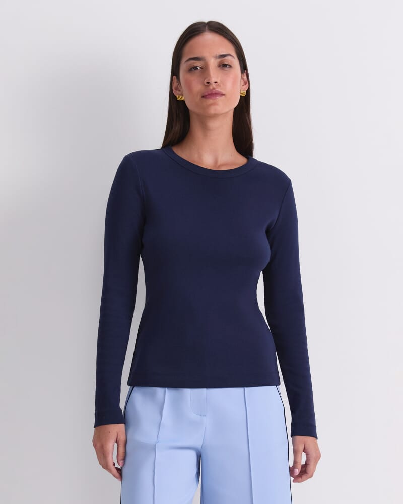 Heidi Long Sleeve Crew Neck in NAVY