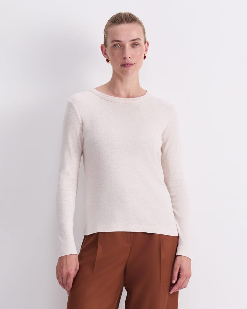 Heidi Long Sleeve Crew Tee in OATMEAL MELANGE