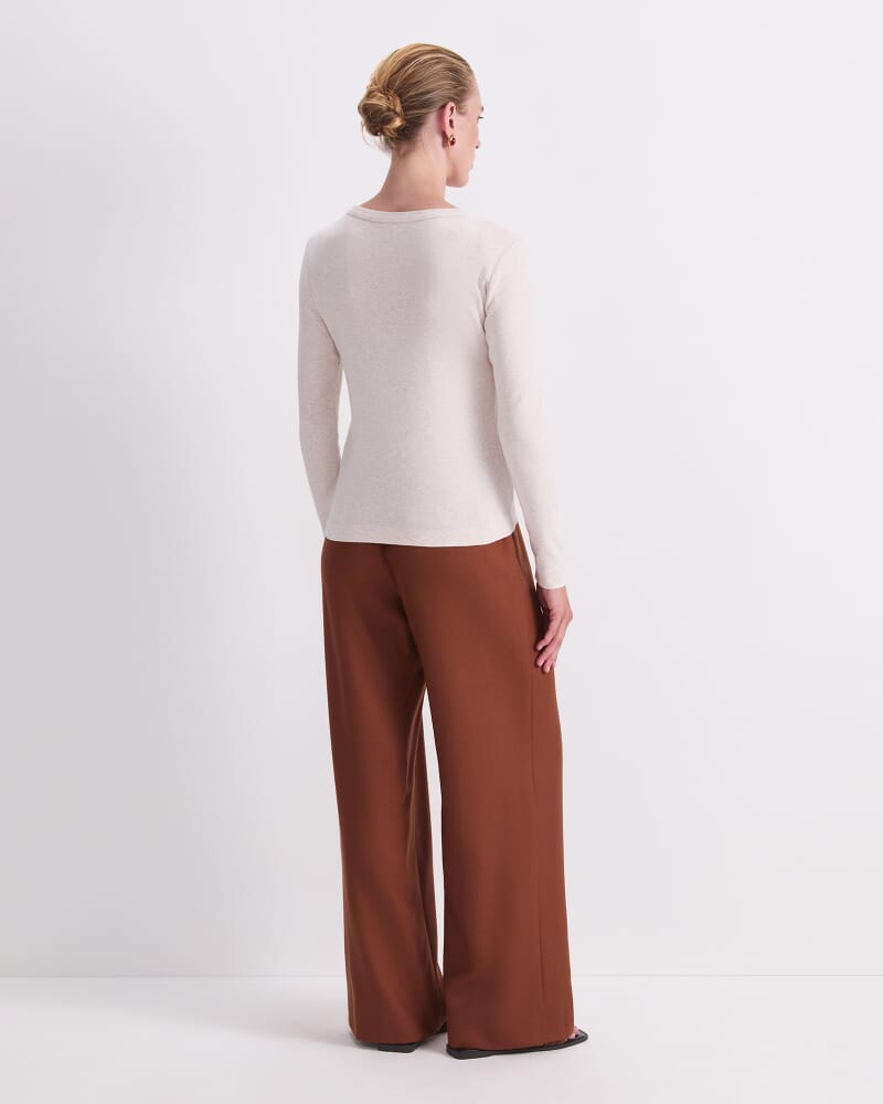 Heidi Long Sleeve Crew Tee in OATMEAL MELANGE