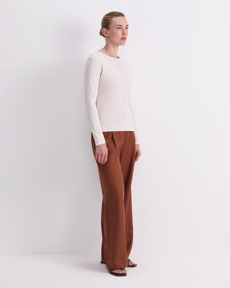 Heidi Long Sleeve Crew Tee in OATMEAL MELANGE