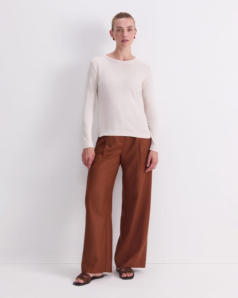Heidi Long Sleeve Crew Tee in OATMEAL MELANGE