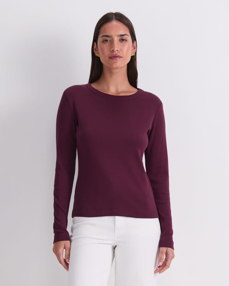 Heidi Long Sleeve Crew Neck in PLUM